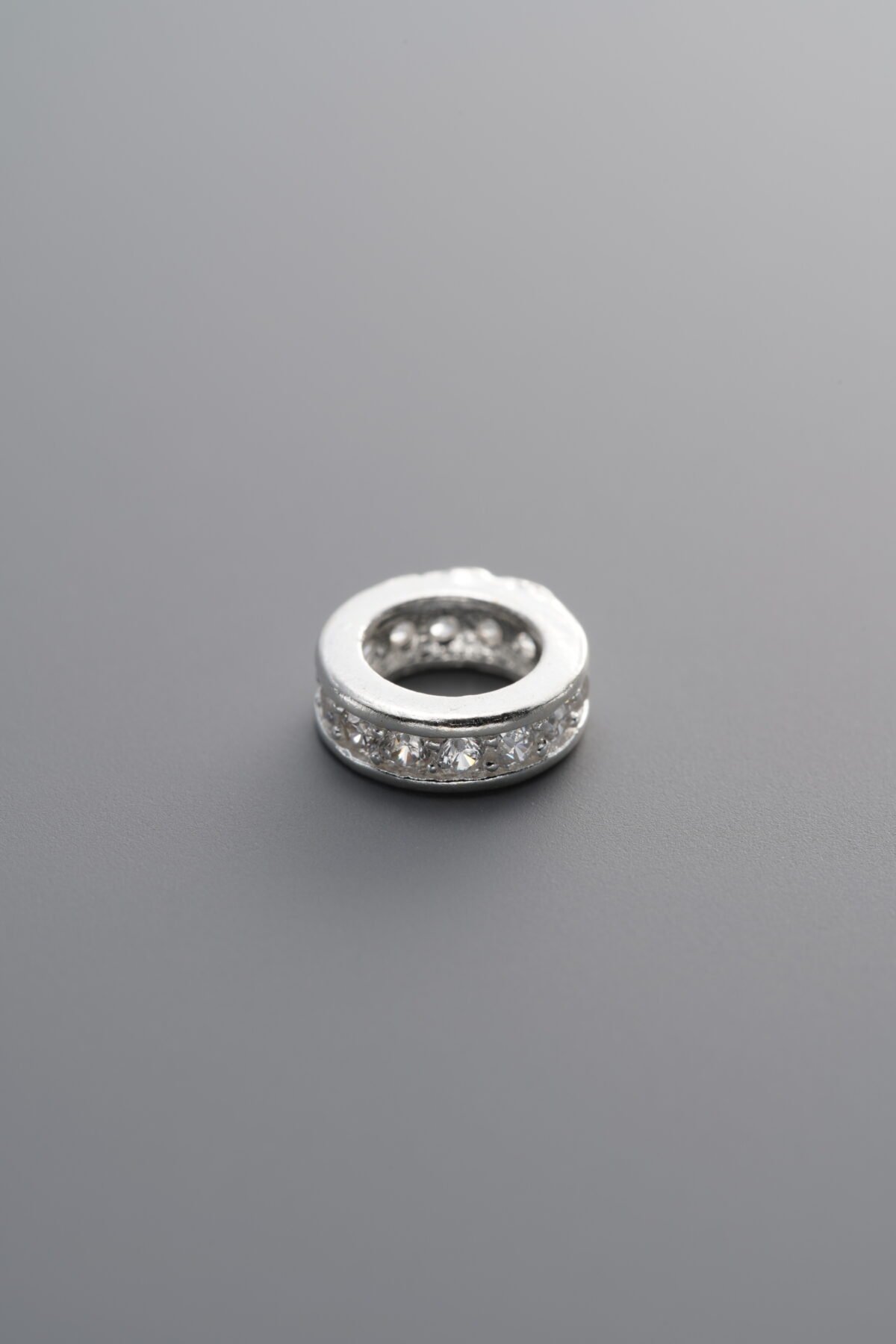 925 Sterling Silver-Bright-Zircon Circle Spacer Bead-8mm - Image 2