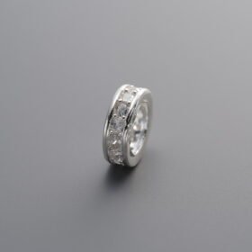 925 Silver-Plain-Zircon Circle Spacer-8mm