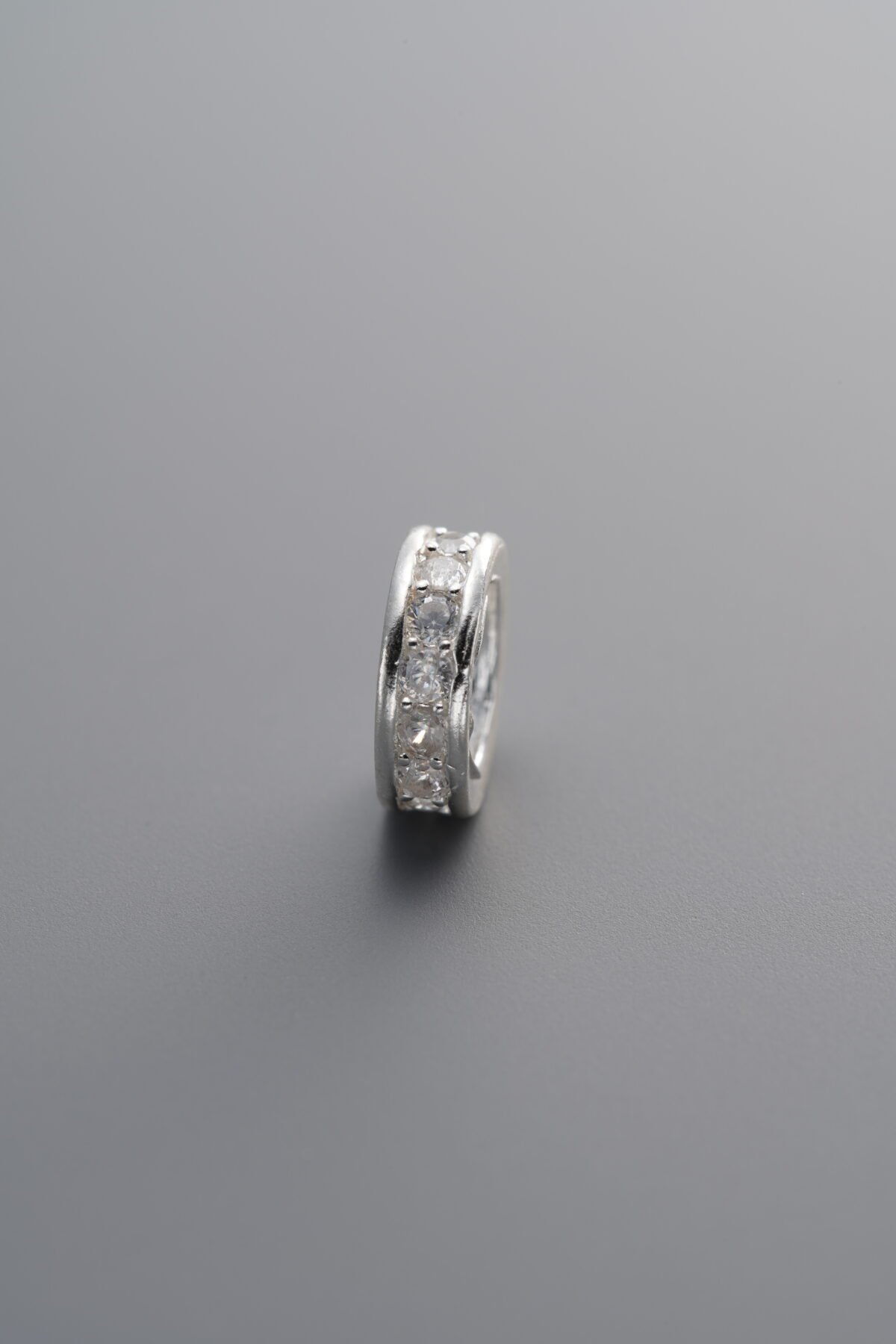 925 Sterling Silver-Bright-Zircon Circle Spacer Bead-8mm - Image 3