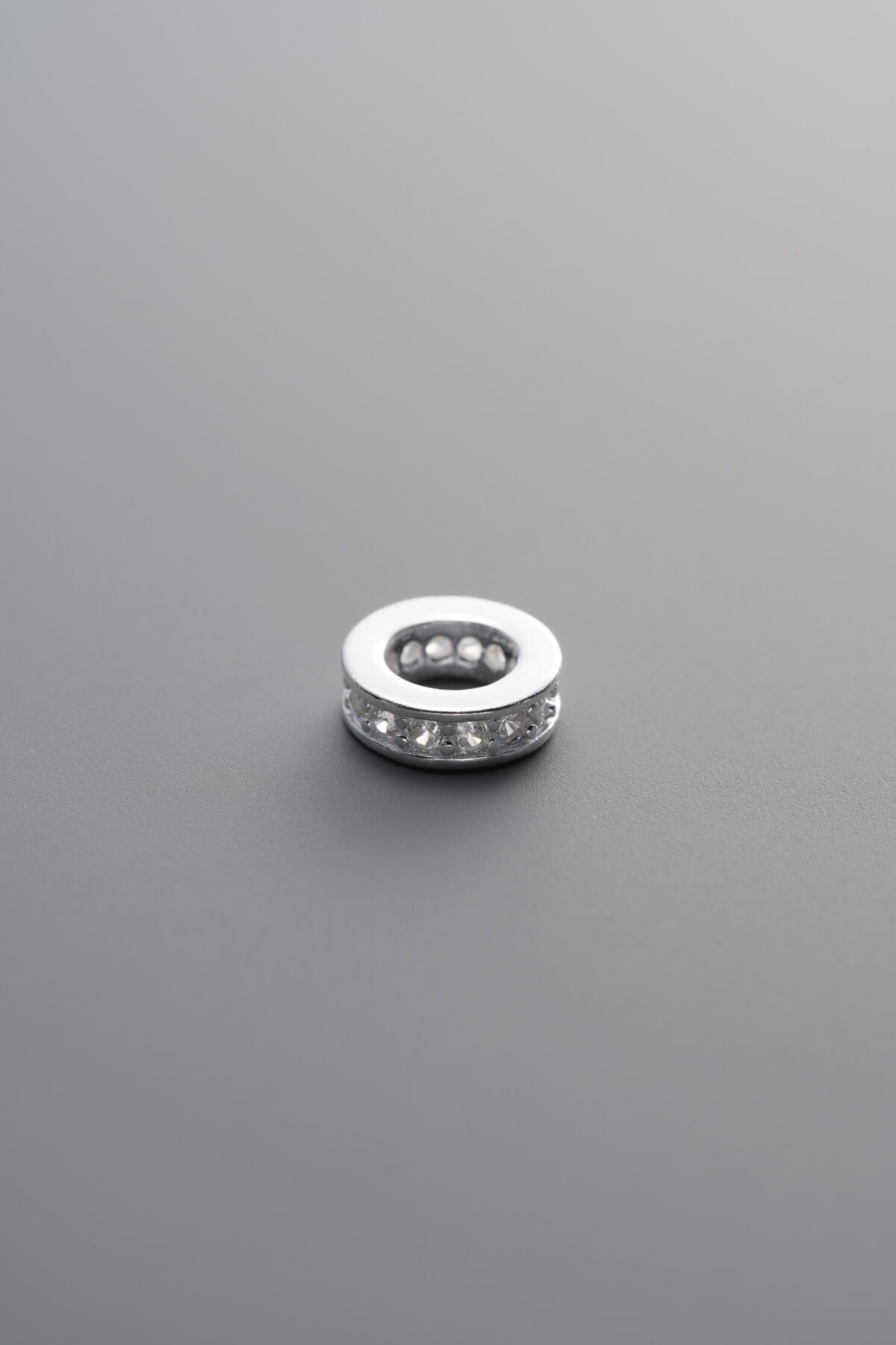 925 Sterling Silver-Bright-Zircon Rondelle Bead-6mm - Image 2