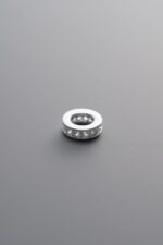 925 Sterling Silver-Bright-Zircon Rondelle Bead-6mm - Image 2