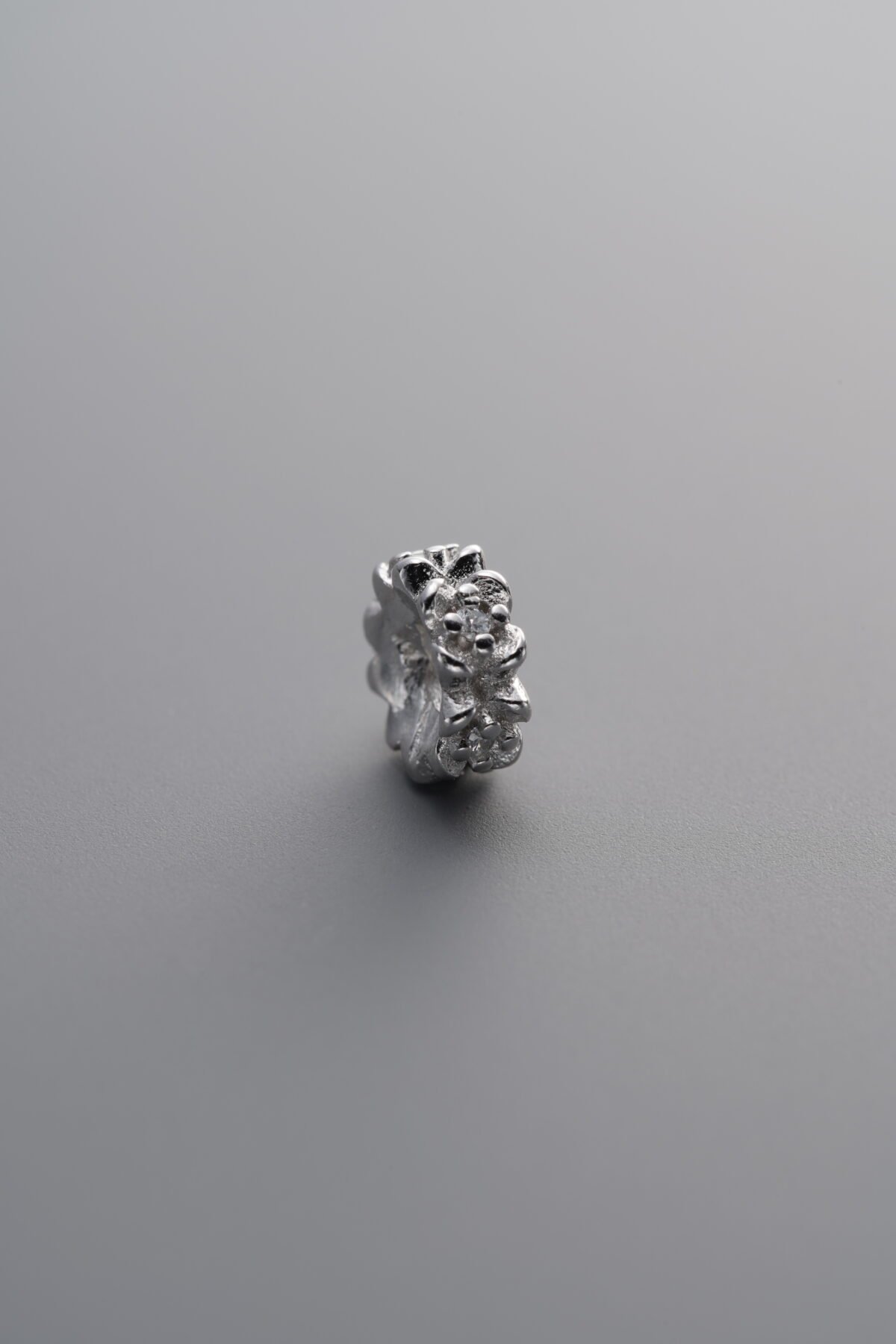 925 Sterling Silver-Bright-Zircon Dainty Flower Spacer Bead-6mm - Image 4