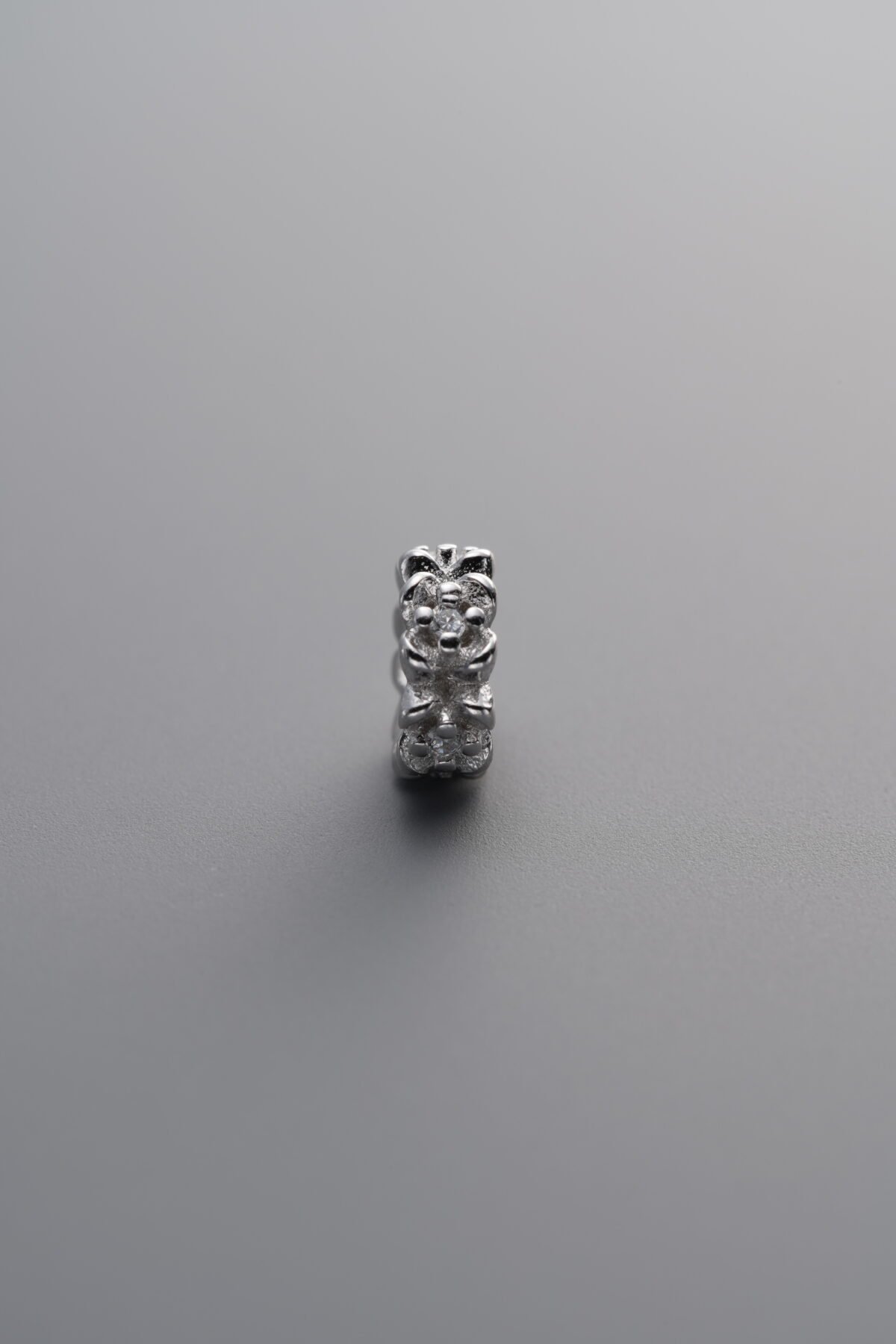 925 Sterling Silver-Bright-Zircon Dainty Flower Spacer Bead-6mm - Image 2