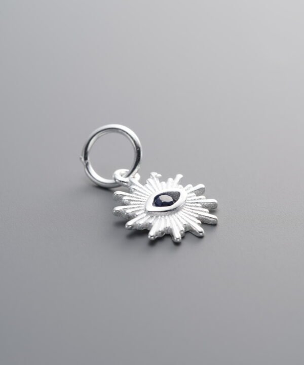 925 Sterling Silver-Bright-Blue Zircon Evil Eye Pendant-12mm