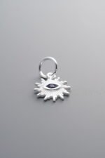 925 Sterling Silver-Bright-Blue Zircon Evil Eye Pendant-12mm - Image 2