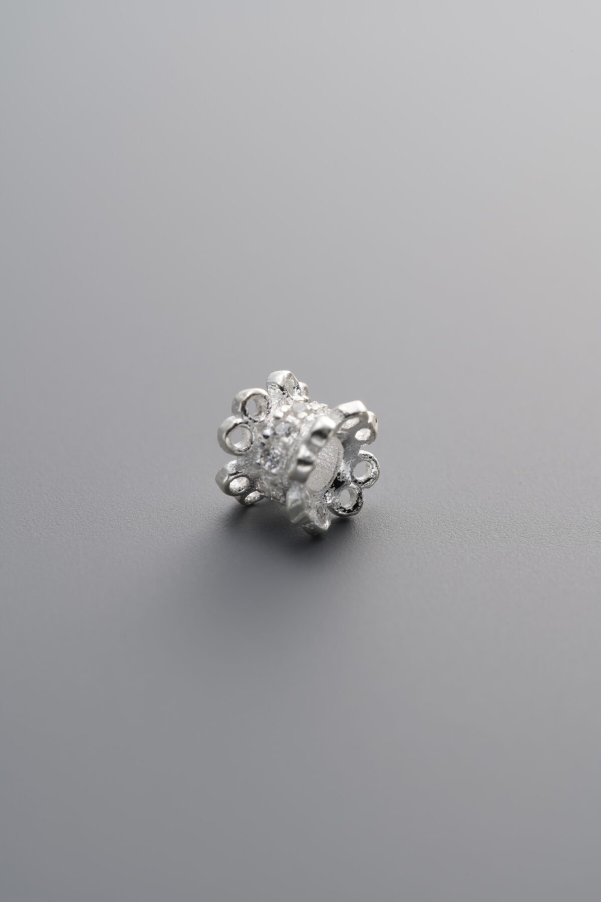 925 Sterling Silver-Bright-Zircon Tapered Spacer Bead-5mm - Image 1