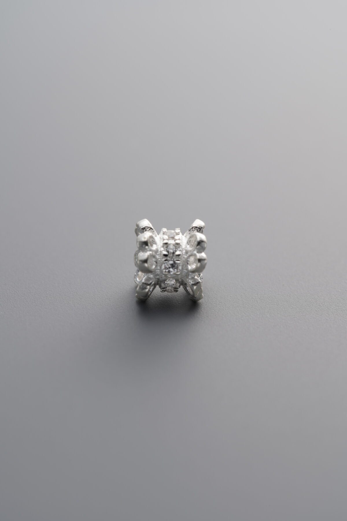925 Sterling Silver-Bright-Zircon Tapered Spacer Bead-5mm - Image 2