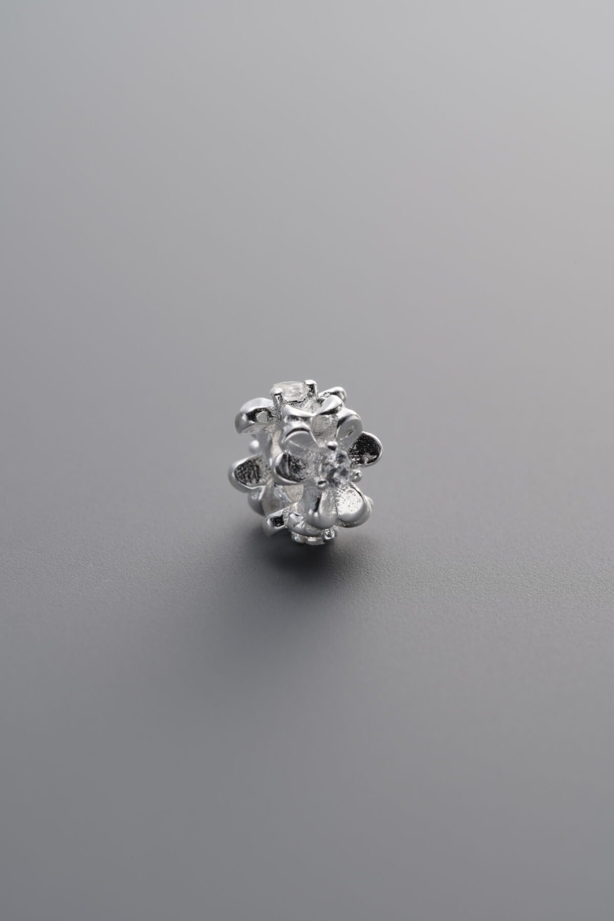 925 Sterling Silver-Bright-Zircon Heart Origami Spacer Bead-6mm - Image 3