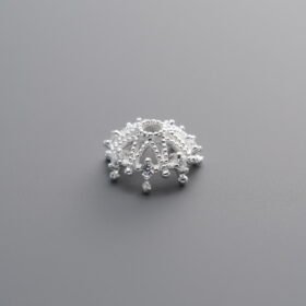 925 Silver-Plain-Zircon Flower Bead Cap-8mm