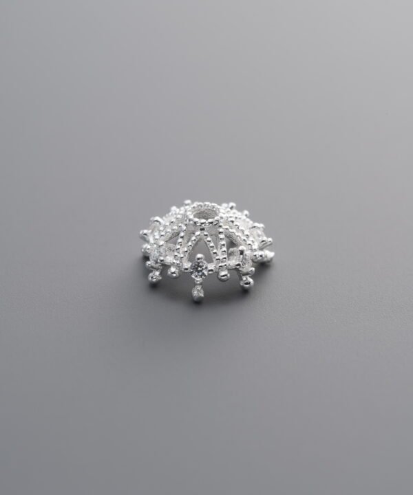 925 Sterling Silver-Bright-Zircon Flower Bead Cap-8mm