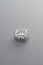 925 Sterling Silver-Bright-Zircon Flower Bead Cap-10mm - Image 2