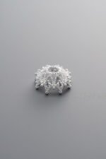 925 Sterling Silver-Bright-Zircon Flower Bead Cap-10mm - Image 3