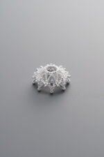 925 Sterling Silver-Bright-Zircon Flower Bead Cap-10mm