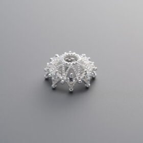 925 Silver-Plain-Zircon Flower Bead Cap-10mm
