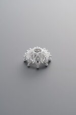 925 Sterling Silver-Bright-Zircon Flower Bead Cap-10mm