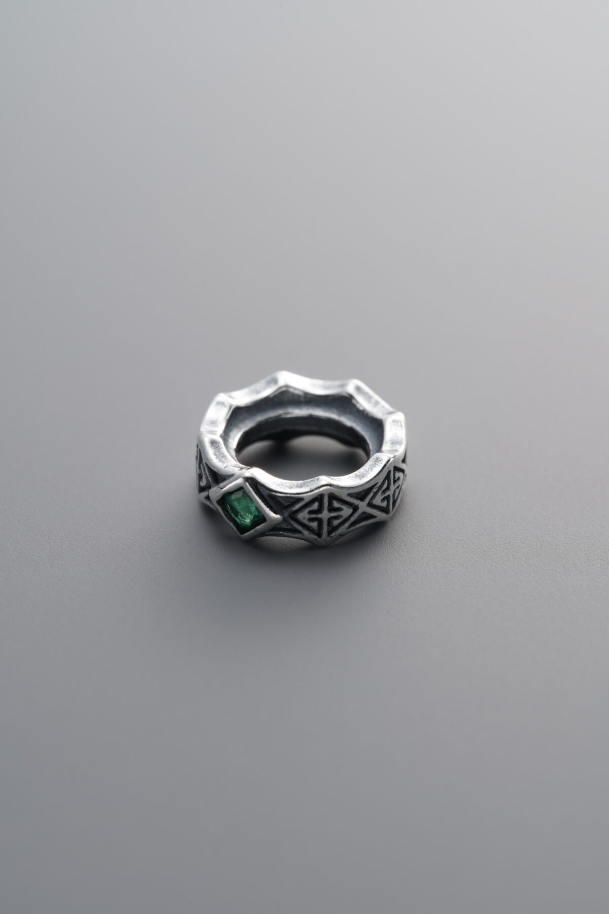 925 Sterling Silver-Antiqued-Green Zircon CRown Bead-10mm - Image 1
