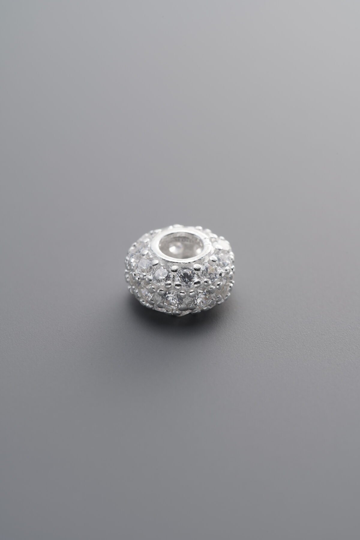 925 Sterling Silver-Bright-Zircon Rondelle Bead-8mm - Image 3