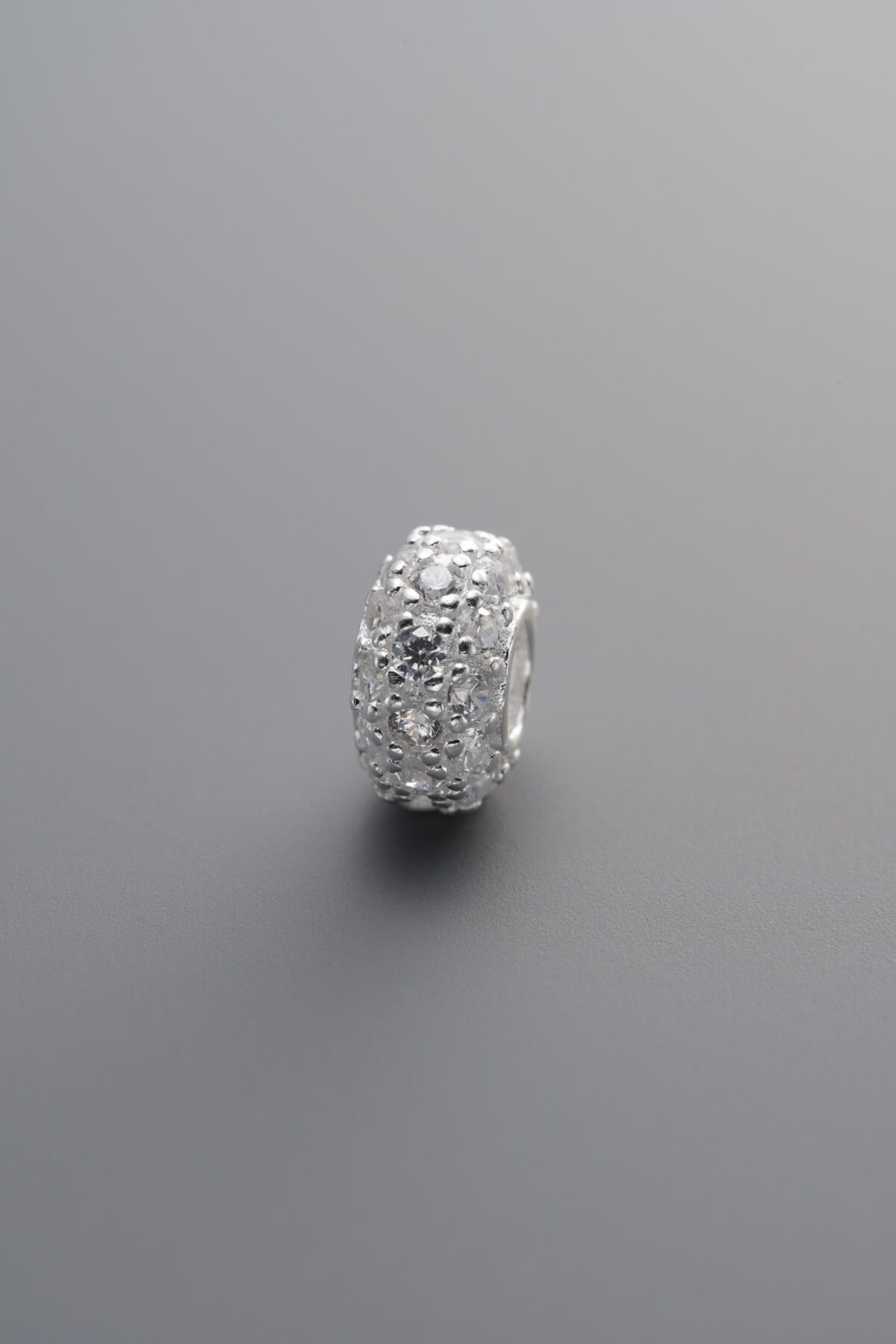 925 Sterling Silver-Bright-Zircon Rondelle Bead-8mm - Image 2