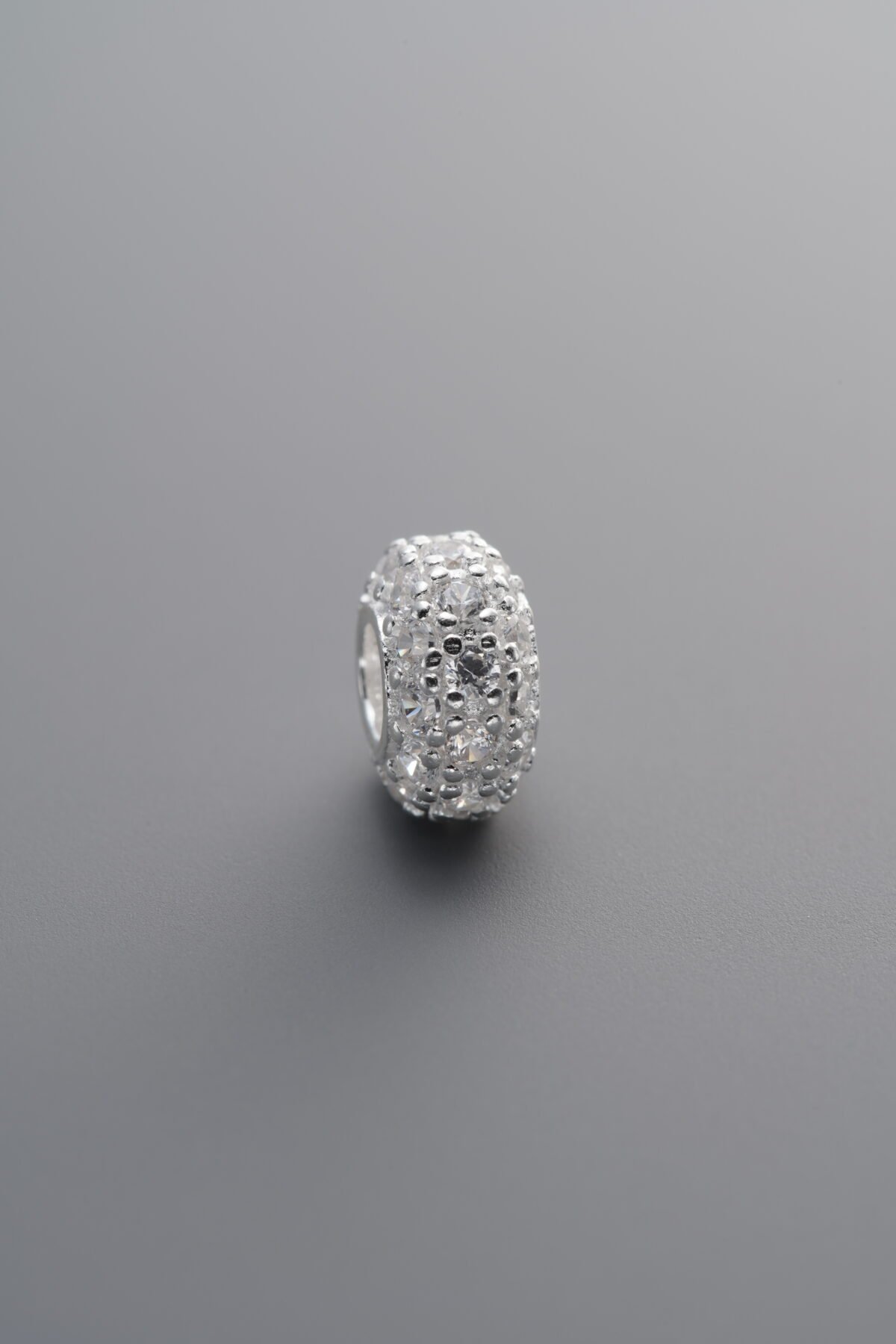925 Sterling Silver-Bright-Zircon Rondelle Bead-8mm - Image 4
