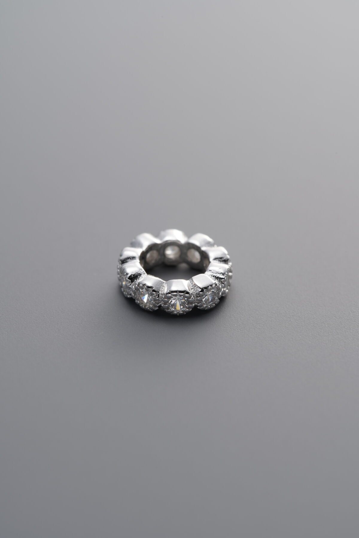 925 Sterling Silver-Bright-Zircon Circle Bead-7mm - Image 4