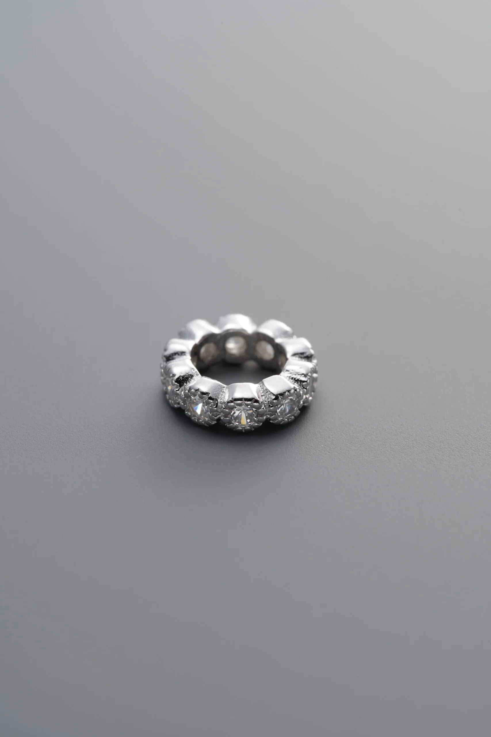 925 Sterling Silver-Bright-Zircon Circle Bead-7mm - Image 4