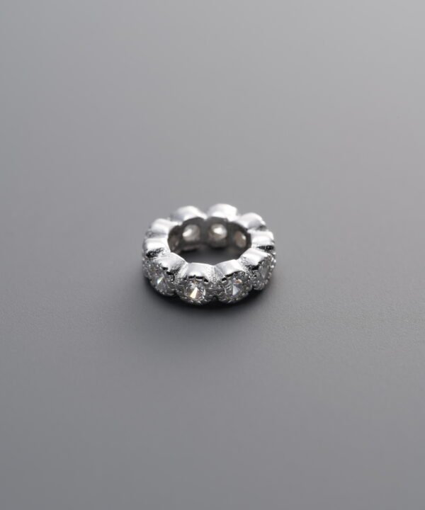 925 Silver-Plain-Zircon Circle Bead-7mm