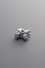 925 Silver-Plain-Zircon Cross Flower Circle Bead-8mm - Image 3