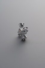 925 Silver-Plain-Zircon Cross Flower Circle Bead-8mm - Image 2