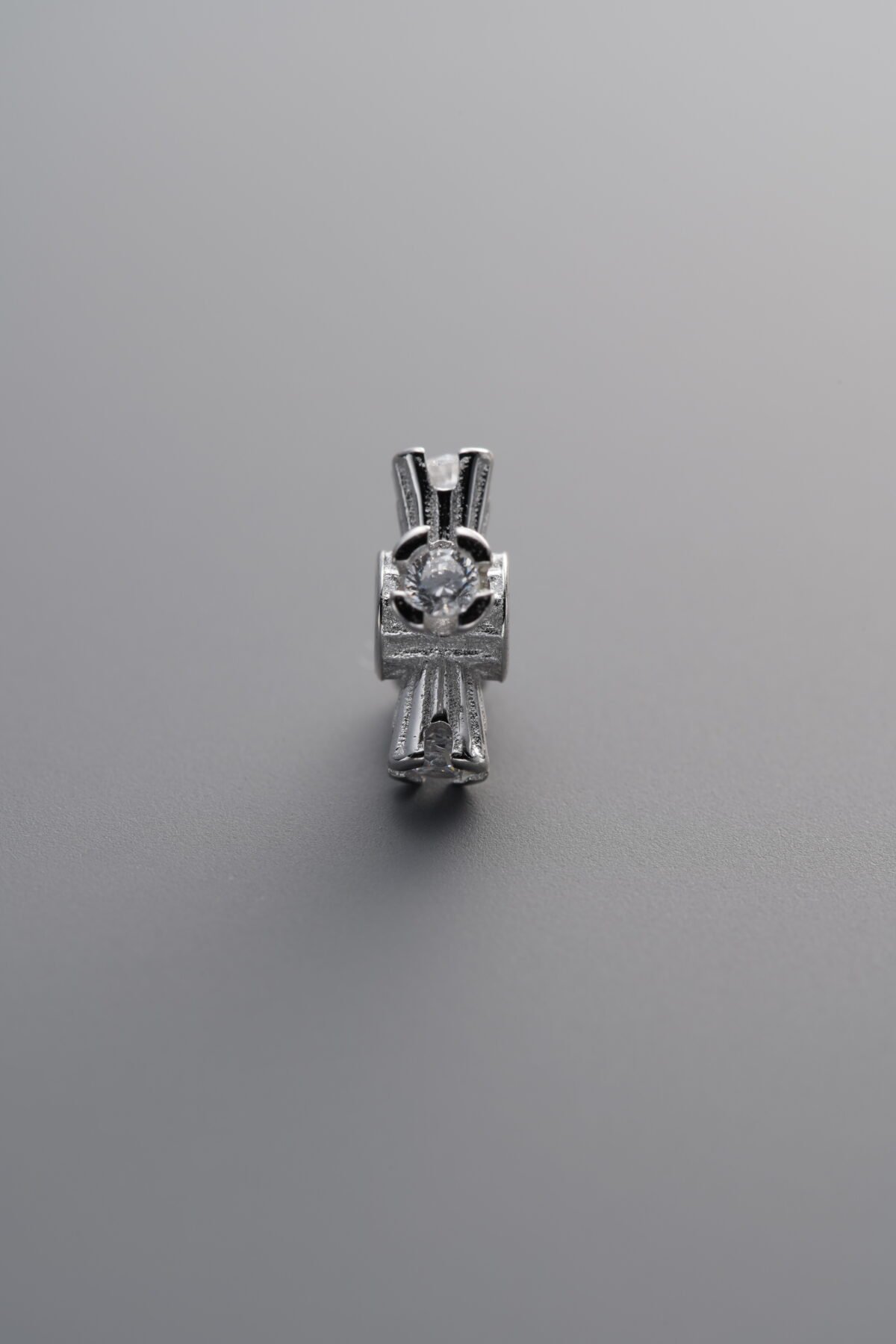 925 Sterling Silver-Bright-Zircon Cross Flower Circle Bead-8mm - Image 4