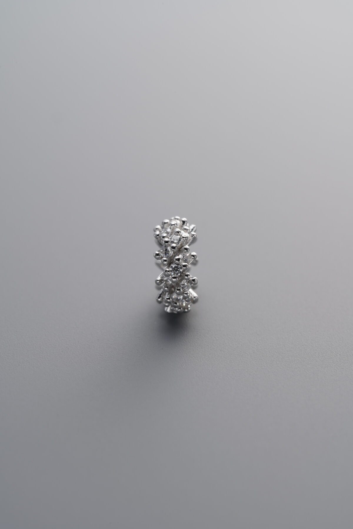 925 Sterling Silver-Bright-Zircon Snowflake Pattern Ring Bead-7mm - Image 3