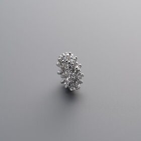 925 Silver-Plain-Zircon Snowflake Pattern Ring Bead-7mm