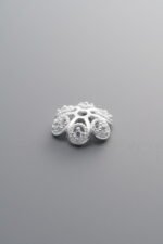 925 Silver-Plain-Zircon Flower Bead Cap-10mm
