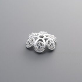 925 Silver-Plain-Zircon Flower Bead Cap-10mm