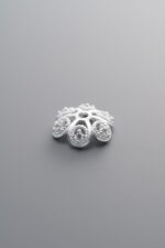 925 Sterling Silver-Bright-Zircon Flower Bead Cap-10mm
