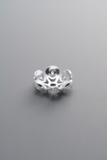 925 Sterling Silver-Bright-Zircon Flower Bead Cap-10mm - Image 2