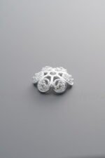 925 Silver-Plain-Zircon Flower Bead Cap-10mm - Image 4