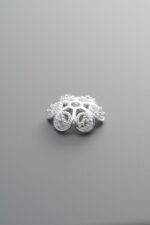 925 Sterling Silver-Bright-Zircon Flower Bead Cap-10mm - Image 4