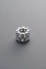 925 Silver-Plain-Zircon Double-row Wheel-shaped Bead-7mm