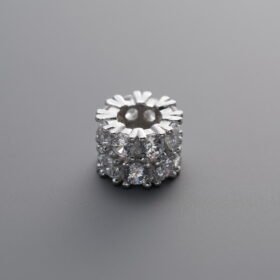 925 Silver-Plain-Zircon Double-row Wheel-shaped Bead-7mm