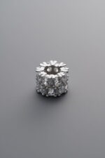 925 Sterling Silver-Bright-Zircon Double-Row Rondelle Bead-7mm