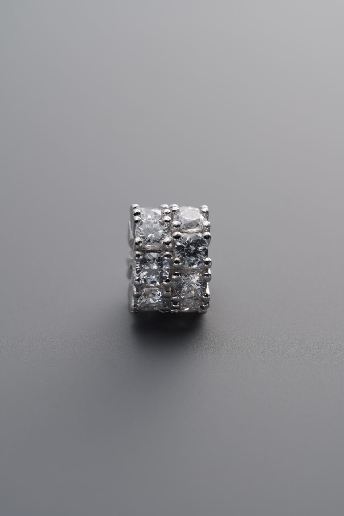 925 Sterling Silver-Bright-Zircon Double-Row Rondelle Bead-7mm - Image 4