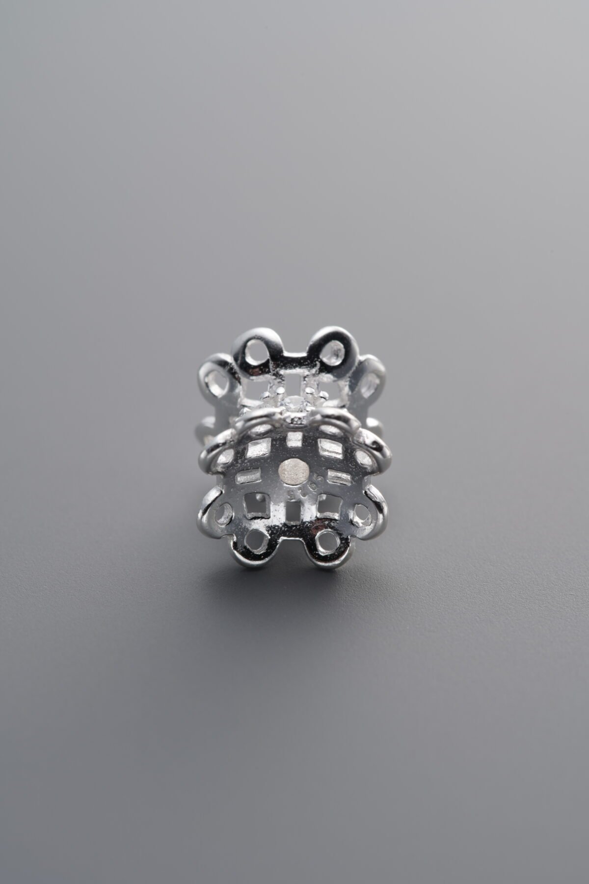 925 Sterling Silver-Bright-Zircon Tapered Spacer Bead-8mm - Image 2