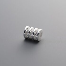 925 Silver-Plain-Zircon Triple-row Wheel-shaped Bead-5mm
