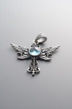 925 Sterling Silver-Antiqued-Topaz Scepter Pendant-36mm - Image 2