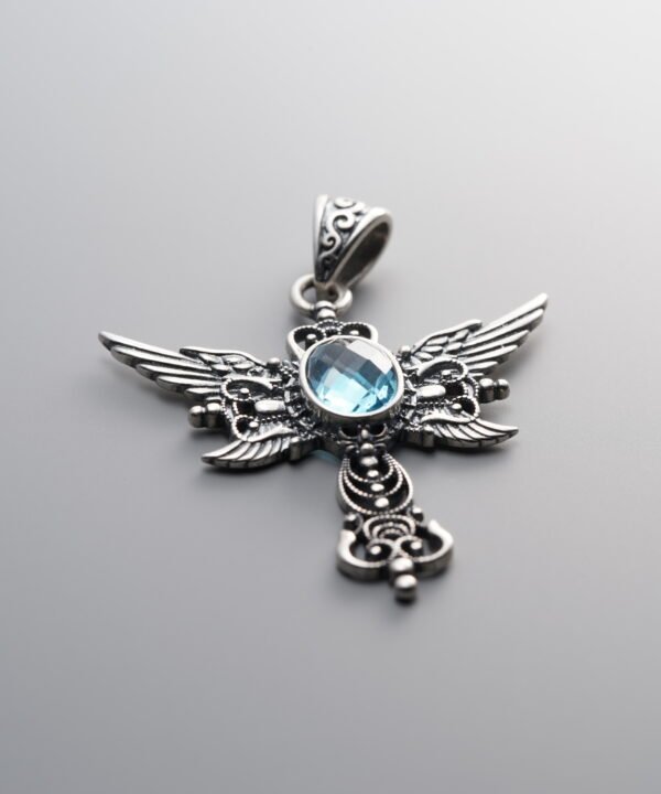 925 Sterling Silver-Antiqued-Topaz Scepter Pendant-36mm