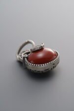 925 Sterling Silver-Antiqued-Agate Fu Character Pendant-15mm - Image 4