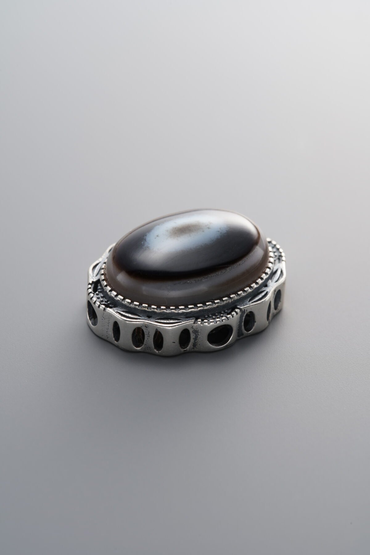 925 Sterling Silver-Antiqued-Agate Box Bead-22mm - Image 2
