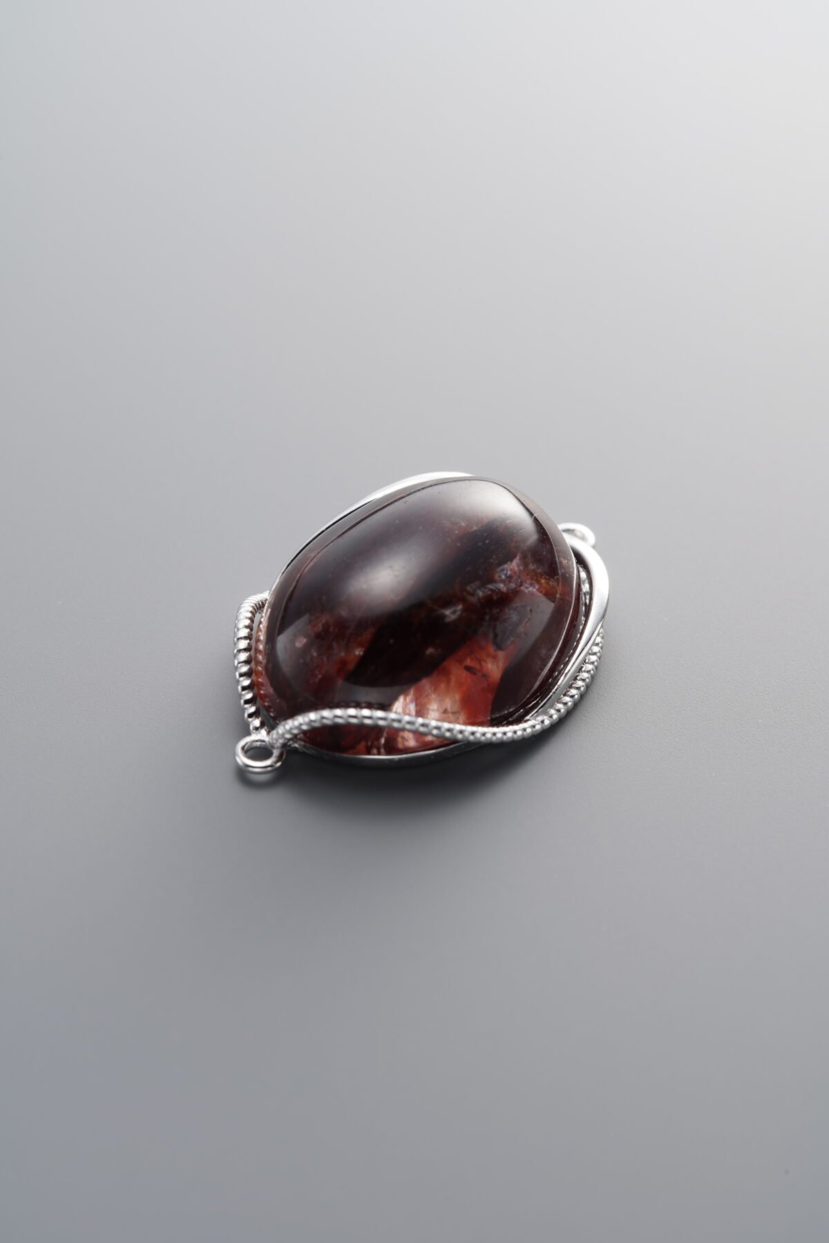 925 Sterling Silver-Bright-Red Flower Agate Double Loop Connector-26mm - Image 1