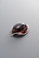 925 Silver-Plain-Red Cherry Blossom Agate Double Bail-26mm