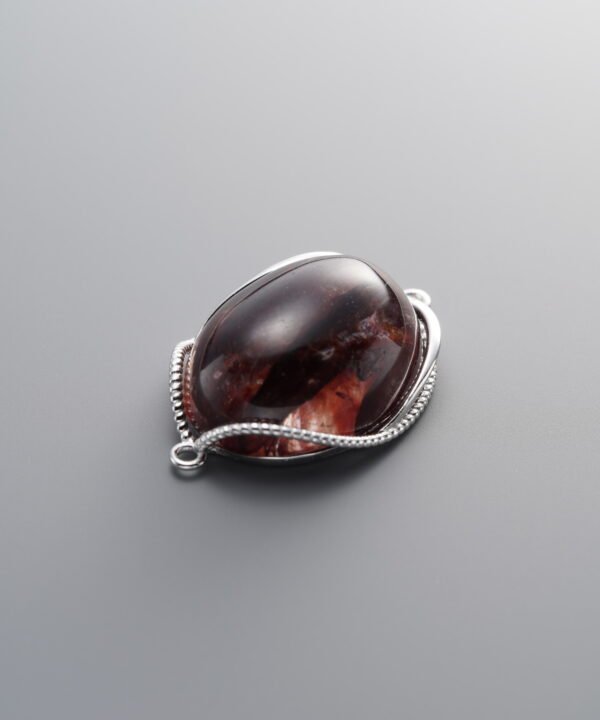 925 Sterling Silver-Bright-Red Flower Agate Double Loop Connector-26mm